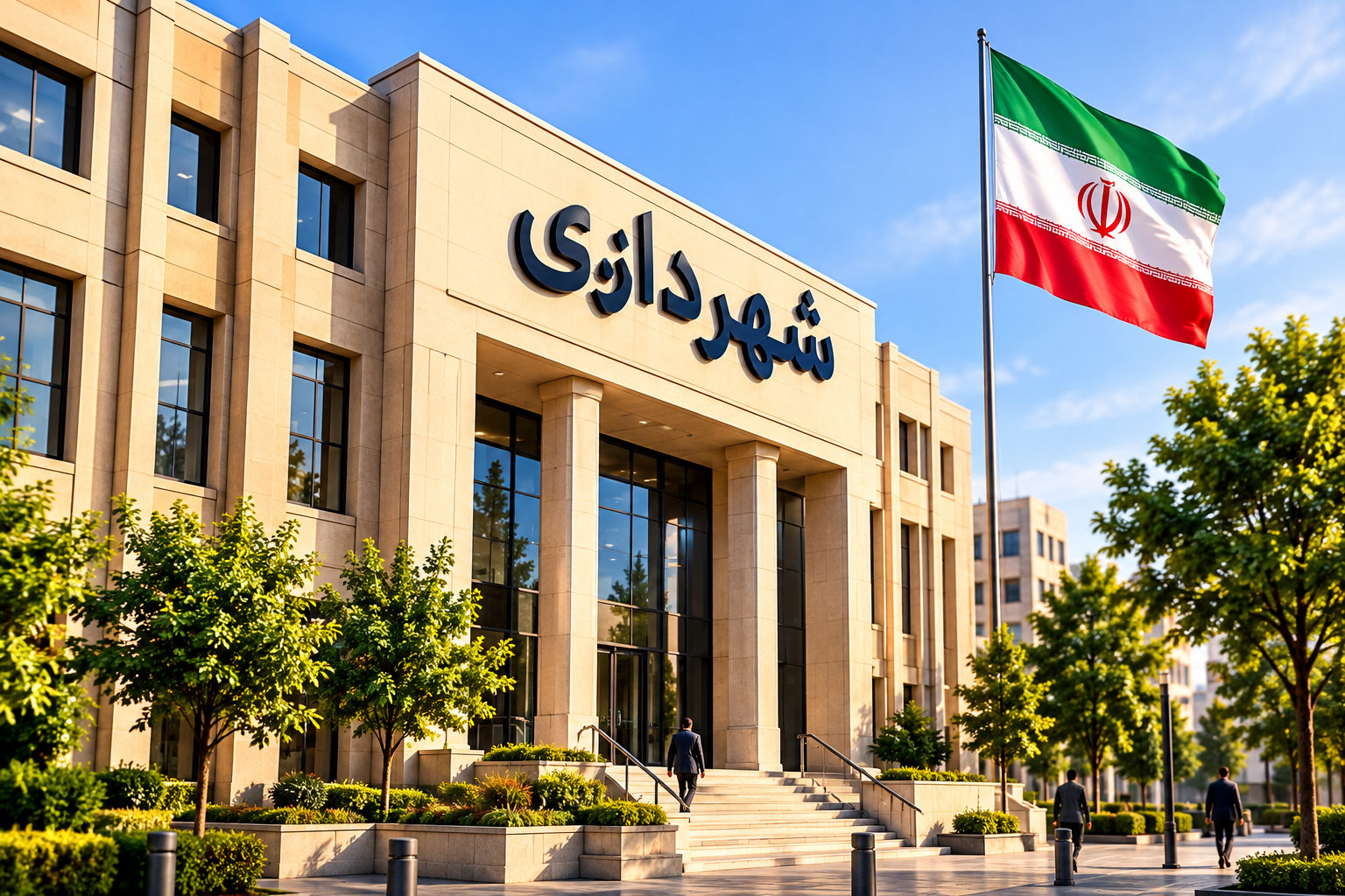 ساختمان اداری با پرچم؛ مسیر درخواست